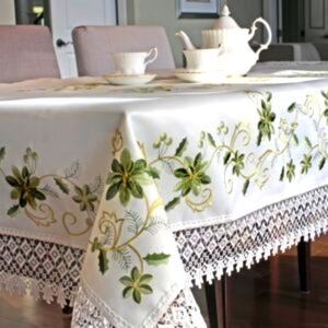 NEW Tablecloth EMERALD FLORAL LACE